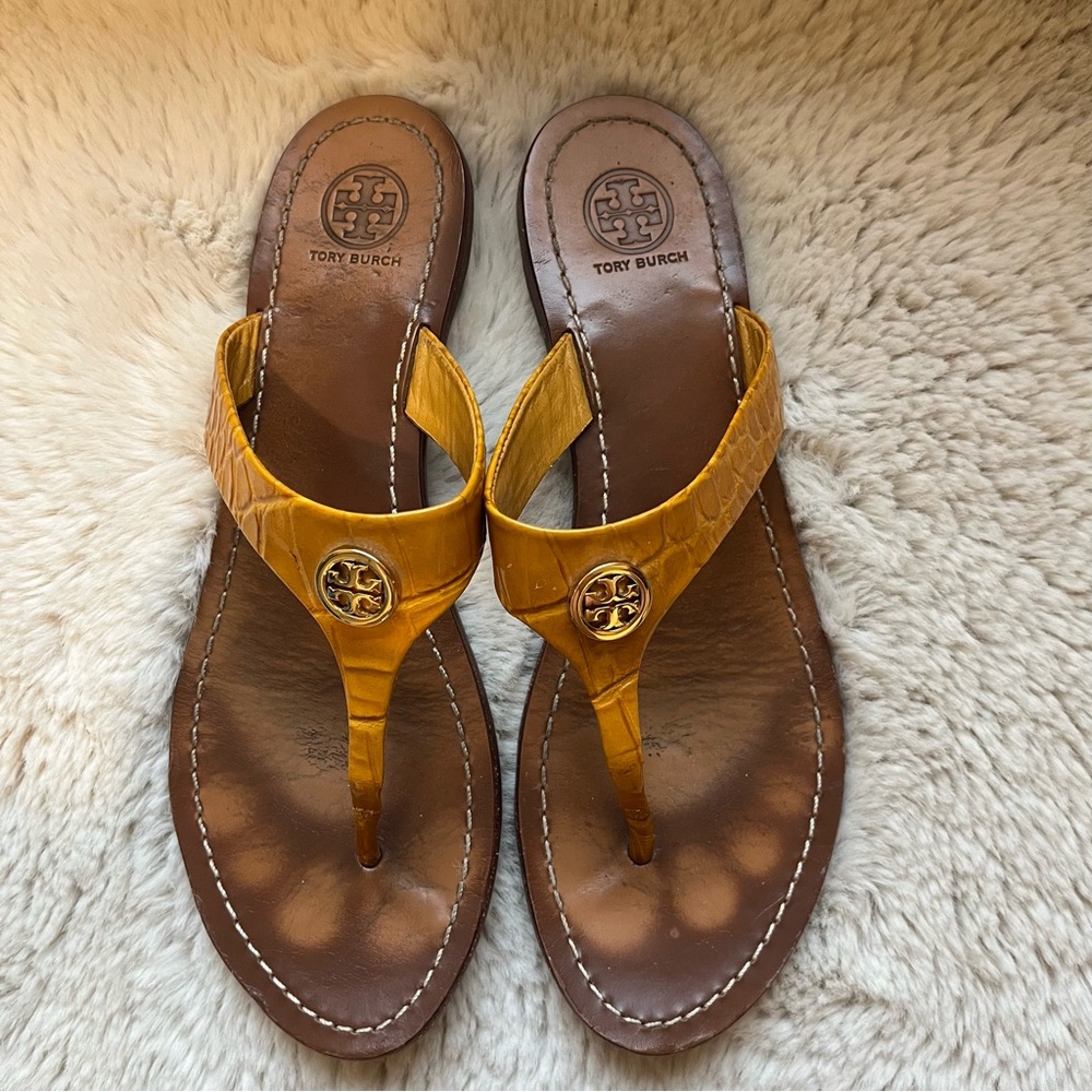 Tory Burch Yellow and Brown Sandals